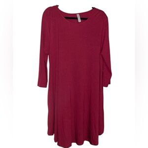 Zenana Outfitters Red Long Sleeve Crew Neck Dress